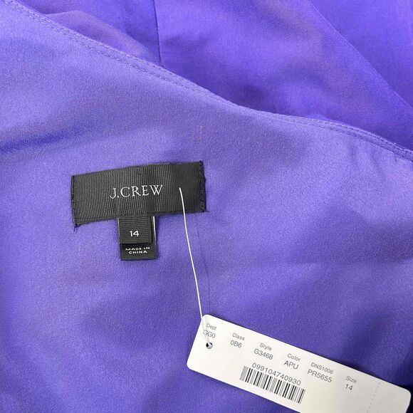 NWT J Crew Womens Purple One-Shoulder Ruffle Back Zip Mini Dress Size 14 - Picture 7 of 13